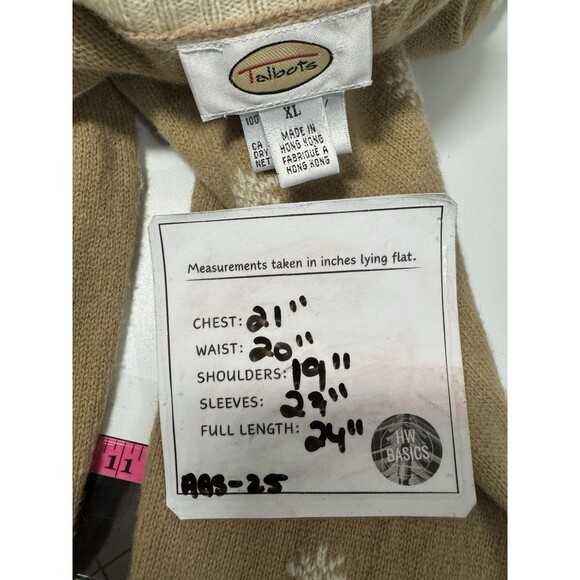 Talbots Lambswool Sweater Turtleneck Beige Cream Snowflake Medium XL - Picture 8 of 8